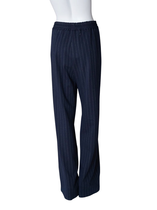Dunkelblaue Nadelstreifen-Hose mit elastischem Bund von ODEEH – Ansicht 3