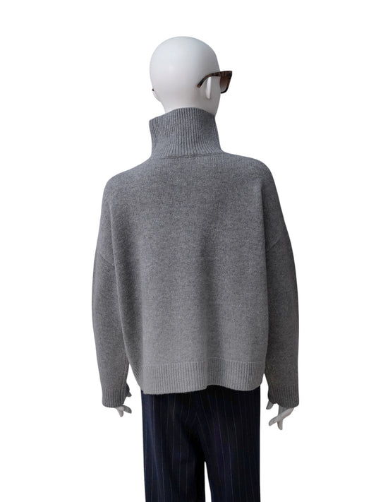 Grau melierter Rollkragenpullover aus Wolle von FFC – Ansicht 4