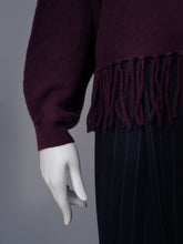 Bordeauxfarbener Kaschmir-Pullover mit Fransensaum von S.Marlon – Ansicht 2
