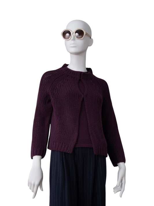 Bordeauxfarbene Kaschmir-Strickjacke von S.Marlon – Ansicht 5