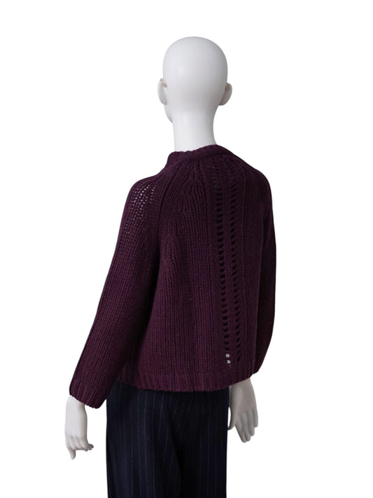 Bordeauxfarbene Kaschmir-Strickjacke von S.Marlon – Ansicht 4