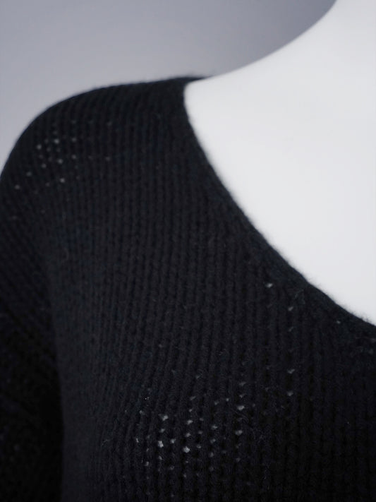 Schwarzer Oversize-V-Neck aus Wolle und Kaschmir von FFC – Ansicht 3