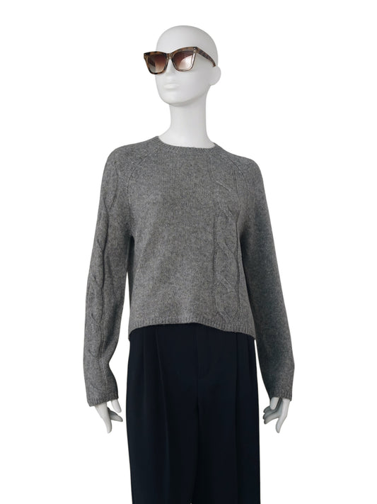 Grau melierter Strickpullover aus Wolle und Lyocell von S.Marlon