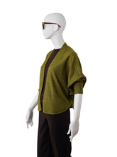 Olivgrüne offene Strickjacke aus Wolle und Lyocell von S.Marlon – Ansicht 2