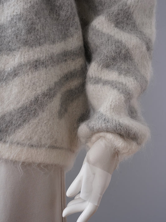 Ecrufarbene Alpaka-Strickjacke mit Zebra-Muster von 10days – Ansicht 6