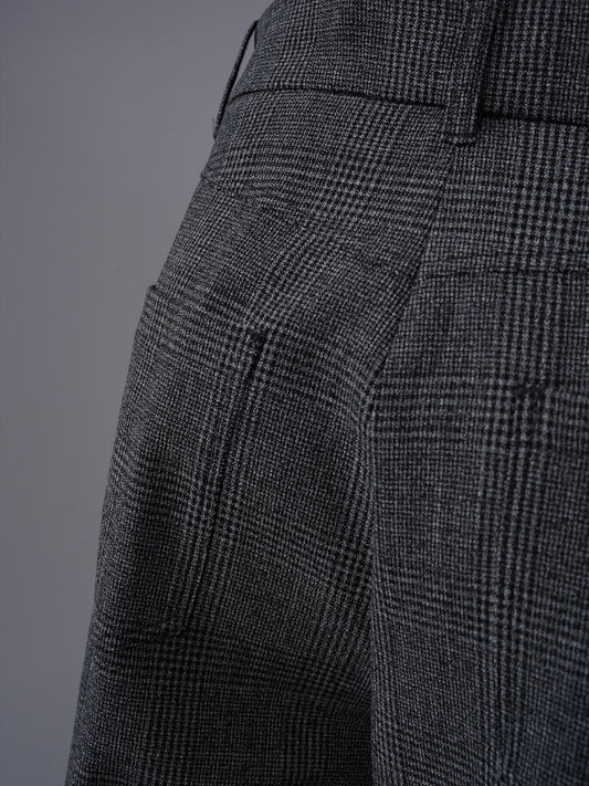 Graue Glencheck-Hose mit weitem Bein von Dorothee Schumacher – Ansicht 4