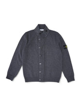 Anthrazitfarbener Strick-Cardigan mit Zip und Knopfleiste von Stone Island – Ansicht 2