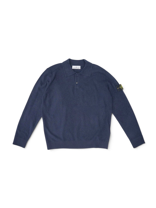 Marineblaues Strickpolo von Stone Island