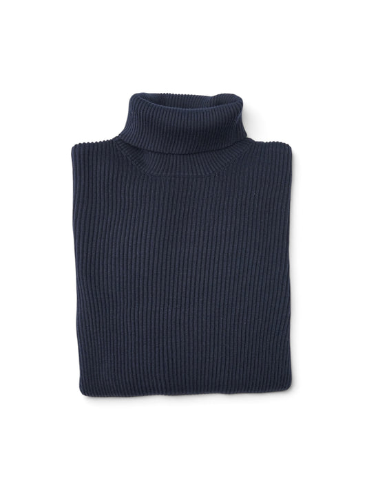 Dunkelblauer Rollkragenpullover aus Rippstrick von Stone Island