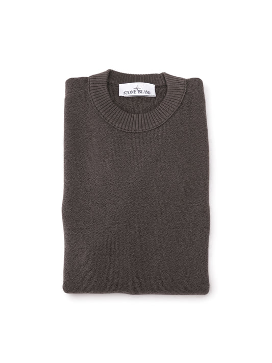 Schlammfarbener Rundhals-Strickpullover von Stone Island