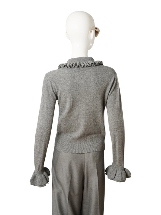 Grauer Kaschmir-Pullover mit Rüschenkragen von Alcidia da Veiga – Ansicht 5