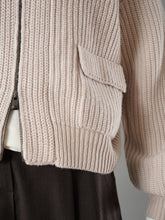 Rosé-beigefarbener Zip-Cardigan aus Grobstrick von FFC – Ansicht 2