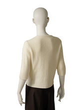 Cremefarbene Kaschmir-Strickjacke mit 3/4-Arm von Henry Christ – Rückansicht