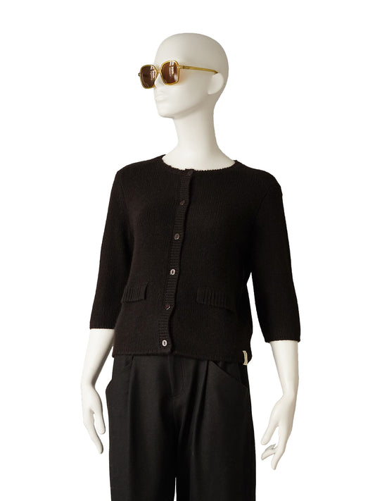 Espressobrauner Kaschmir-Cardigan von Henry Christ