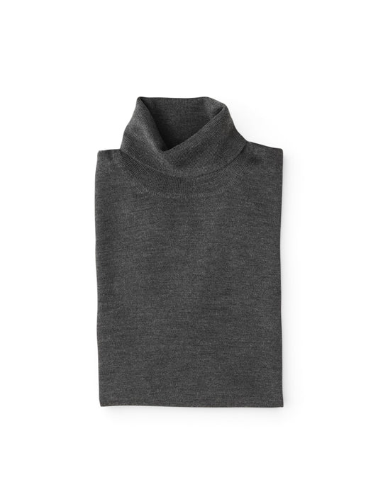 Dunkelgrauer Rollkragenpullover aus Schurwolle von Gran Sasso