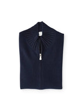 Dunkelblauer Kaschmir-Zip-Cardigan mit Stehkragen von Gran Sasso – Ansicht 2