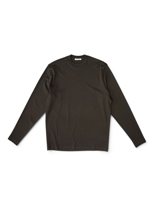 Dunkelbraunes Langarmshirt aus feiner Rippe von Stefan Brandt