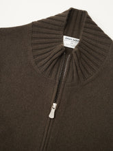 Espressobrauner Kaschmir-Zip-Cardigan mit Stehkragen von Gran Sasso – Ansicht 2