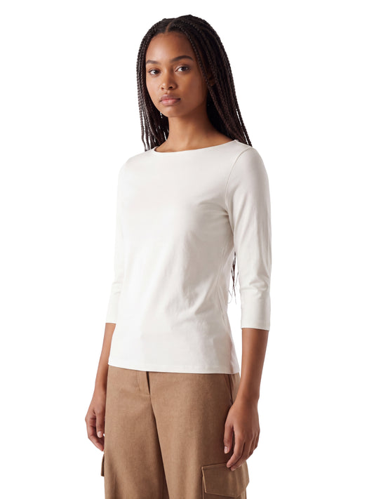 Ecrufarbenes 3/4-Arm-Shirt mit U-Boot-Ausschnitt von thylie