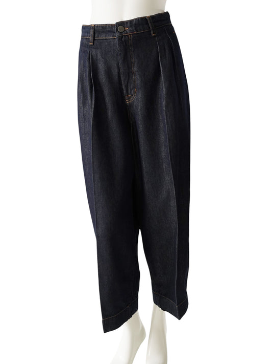 Dunkelblaue Bundfaltenjeans mit weitem Bein von Rossi