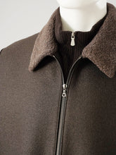 Dunkelbrauner Blouson aus gekochter Wolle von Harris Wharf London – Ansicht 2