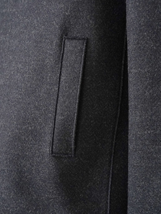 Blaugrauer Mantel aus gekochter Wolle von Harris Wharf London – Ansicht 4