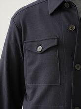 Dunkelblaues Overshirt aus Wolljersey von Harris Wharf London – Ansicht 2