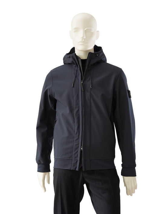 Blaue Softshell-Jacke mit Kapuze von Stone Island