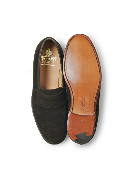 Dunkelbrauner Velours-Loafer von Crockett & Jones – Ansicht 4