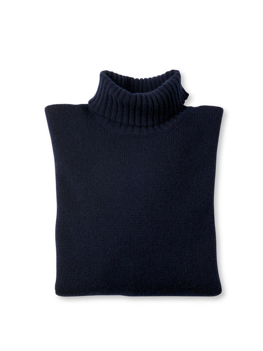 Dunkelblauer Kaschmir-Rollkragenpullover von Lunaria