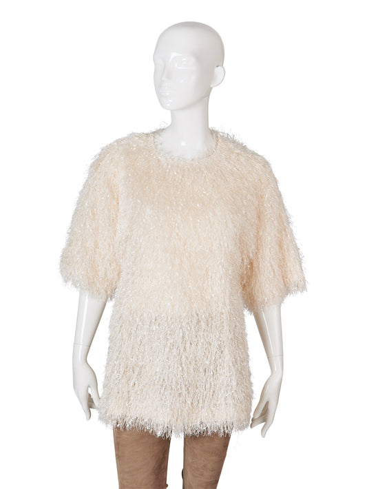Sandfarbenes Longshirt mit Fransen von MEIMEIJ