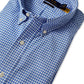 Blau/Weiß kariertes Buttondown-Hemd mit Elastan