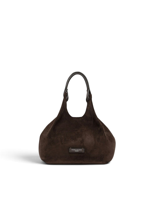 Mokkafarbene Velour-Tasche von Gianni Chiarini