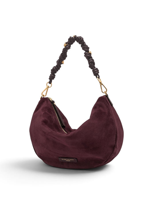 Bordeauxfarbene Velour-Tasche „Cleo“ von Gianni Chiarini – Ansicht 6