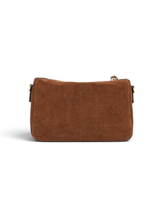 Kleine, cognacfarbene Velour-Tasche von Gianni Chiarini – Ansicht 5