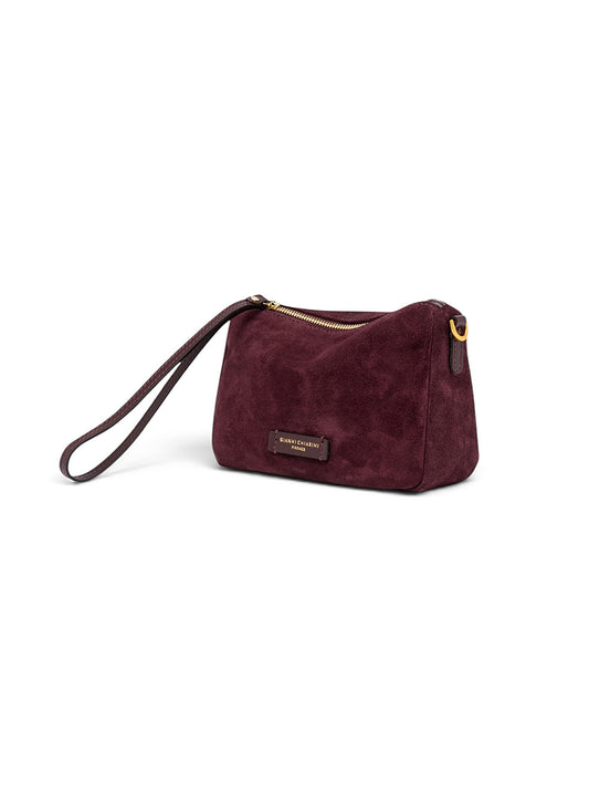 Kleine, bordeauxfarbene Velour-Tasche von Gianni Chiarini – Ansicht 4