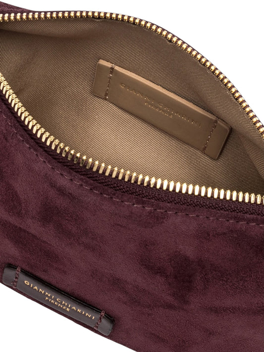 Kleine, bordeauxfarbene Velour-Tasche von Gianni Chiarini – Ansicht 5