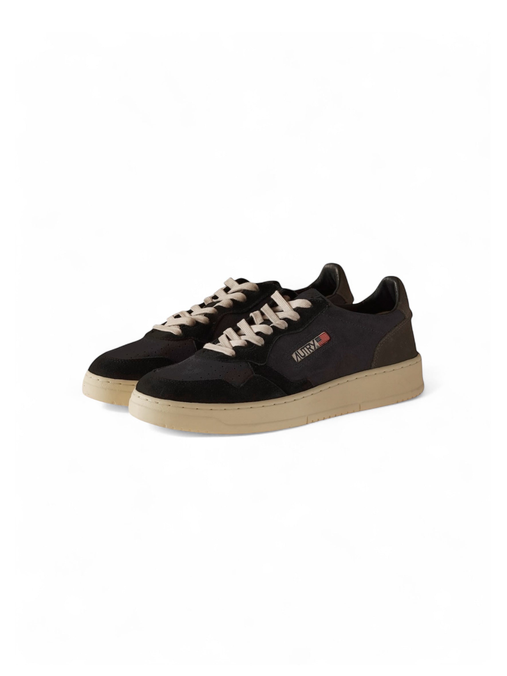Black/dark blue velour Autry sneaker with grey heel