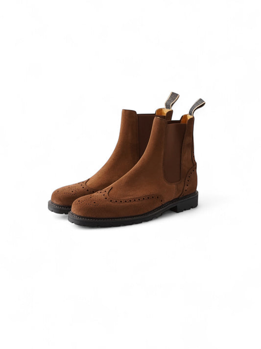 Cognacfarbene Velours-Stiefelette von Ludwig Reiter
