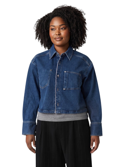 Mittelblaue Jeansjacke im Boxy-Schnitt von PNTS – Ansicht 5
