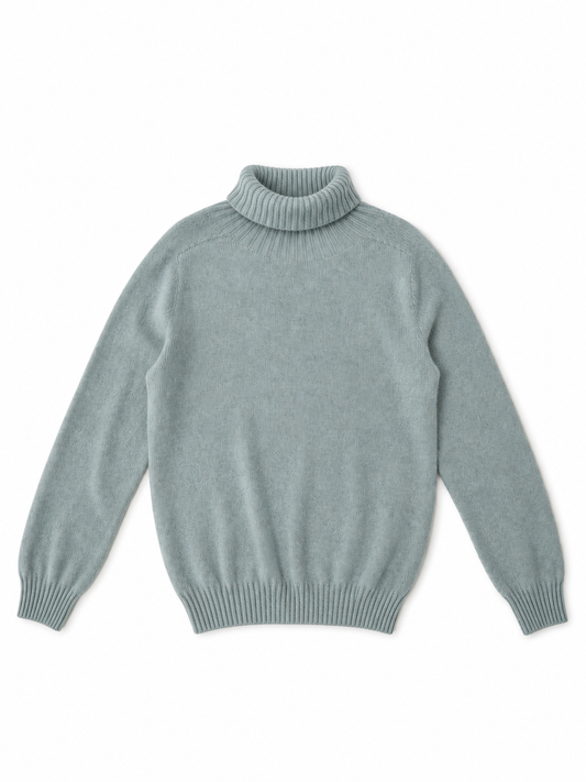 Eisblauer Rollkragenpullover von Glenugie – Vorderansicht