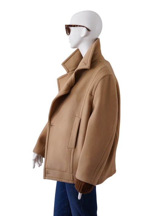 Camelfarbener Oversize-Caban mit Dolman-Ärmeln von Semicouture – Ansicht 2