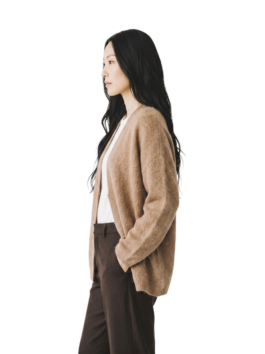Beigefarbener Cardigan aus Wolle und Kaschmir von S.Marlon