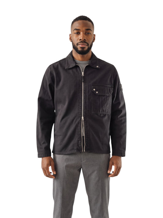 Schwarze Jeansjacke mit Zweiwege-Reißverschluss von Stone Island