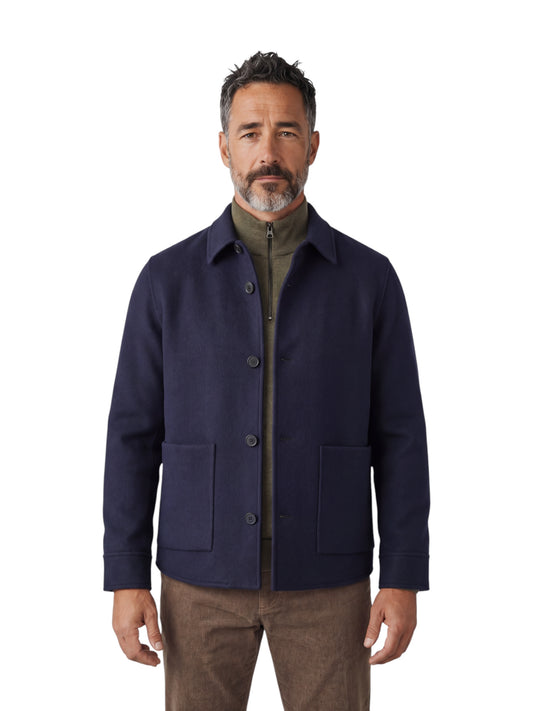Dunkelblaues Overshirt aus Wollgewebe von Slowear