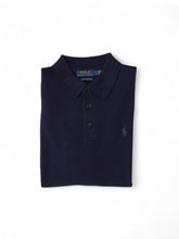 Dunkelblaues Strick Langarm-Polo