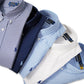 Blau/Weiß kariertes Buttondown-Hemd mit Elastan