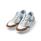 Weißer Sneaker mit blau/braunen Details
