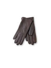 Dunkelbraune Handschuhe aus Hirschleder mit Cashmere-Futter