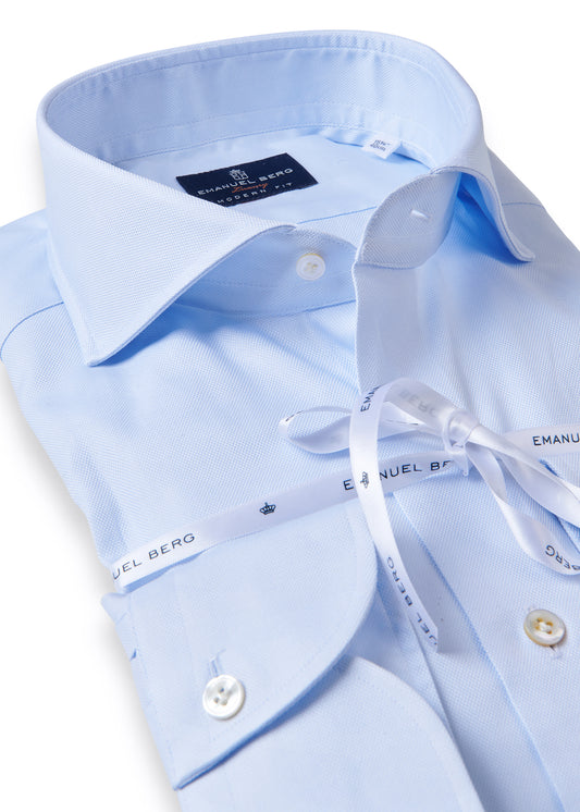 Blaues Royal Oxford Hemd mit Haikragen von Emanuel Berg – Ansicht 3